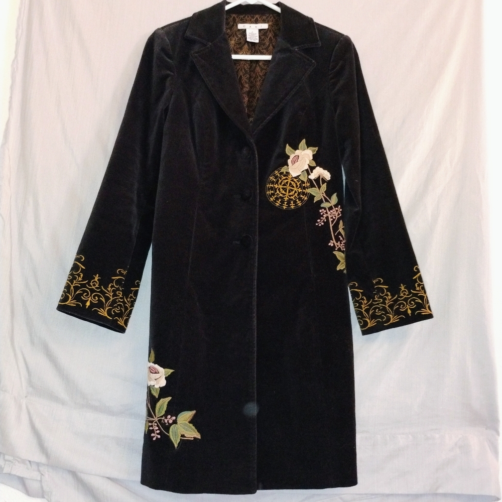 Size 2 CAbi Black Blazer with Gold Embroidery